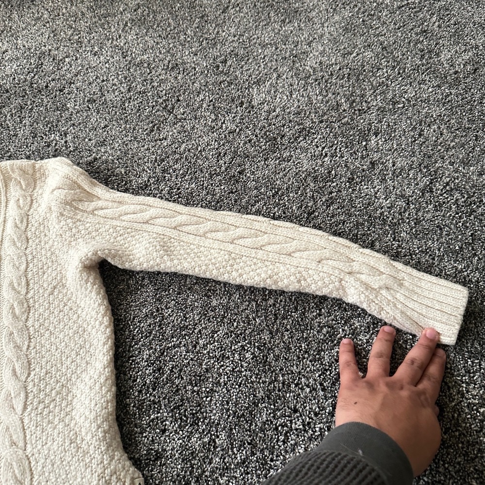 Abercrombie & Fitch Sweater Womens M White Cream Fishermen Cable Knit Pullover - Picture 5 of 16